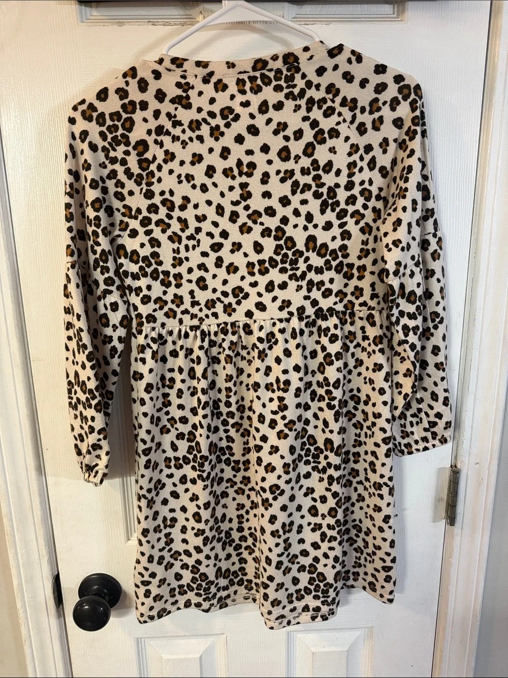GAP Girls Leopard Print Long Sleeve Dress in Beige, Tan & Black